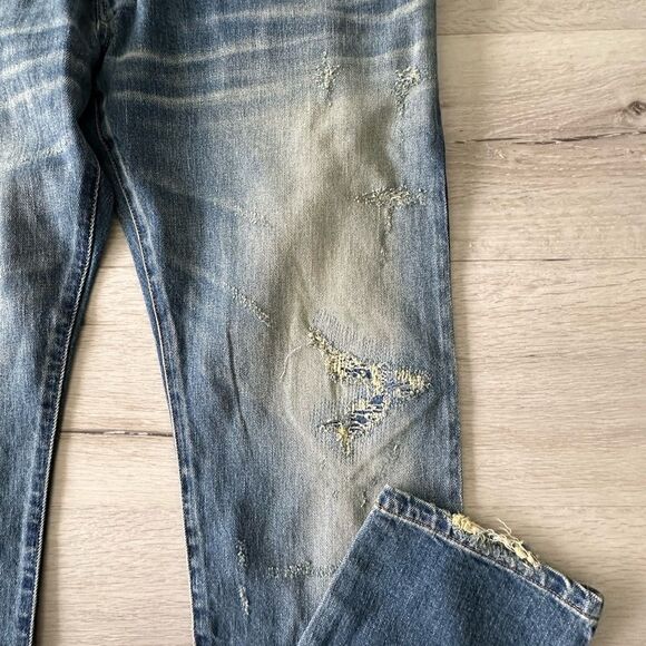 Balmain‎ Zipper Pocket Distressed Skinny Jeans Faded Blue 36 NWT - Picture 9 of 13